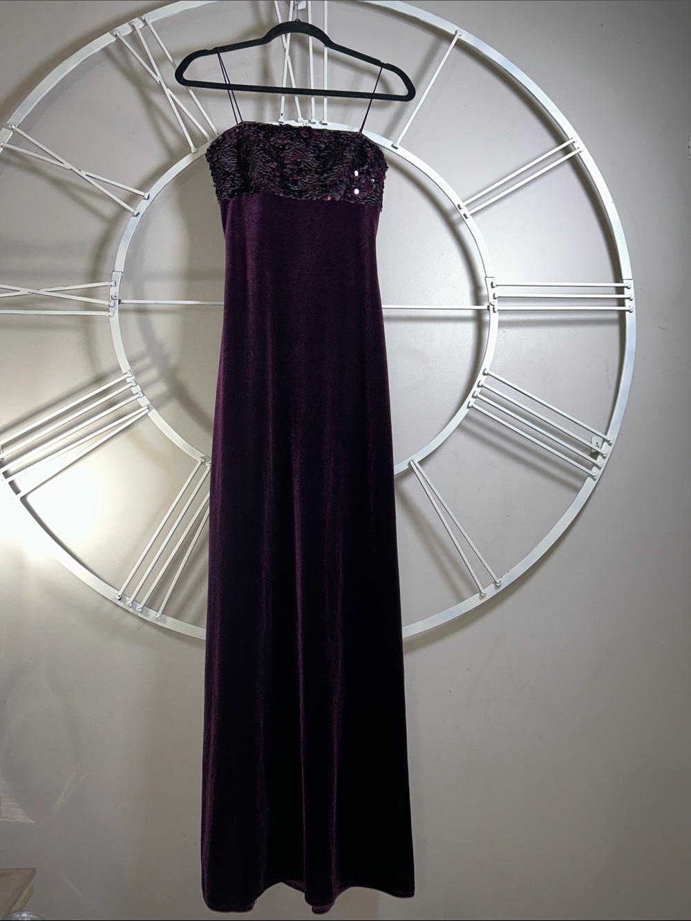 Vintage JS Collections Purple Velvet Sequin Maxi Gown